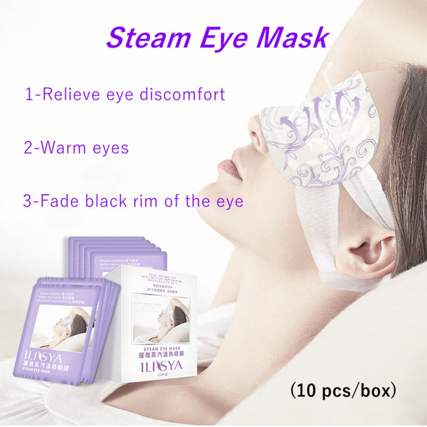 Steam Eye Mask 1 - Relieve eye discomfort 2 - Warms eyes 3 - Fade black rim of eye