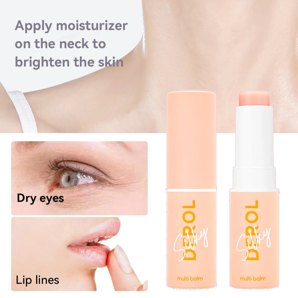 Apply moisturizer on the neck to brighten the skin, use on dry eyes, lip lines