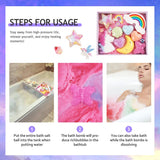 Bath Bomb Box Steps for Usage: - Step away from high-pressure life, release yourself, and enjoy healing moments 1 - add a bath bomb ball into the tub while adding water 2 - the bath bomb will produce rich bubbles in the tub 3 - enjoy! you can take a bath while the bath bomb is dissolving