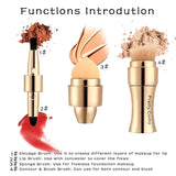 4-in-1 Multi-functional Makeup Brush: Smudge Brush, Lip Brush, Sponge Brush, Contour and Blush Brush